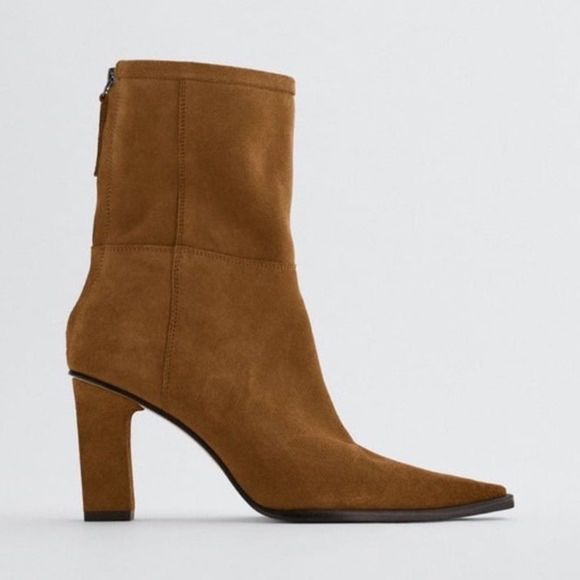 Zara Brown suede heel boots - Picture 1 of 6